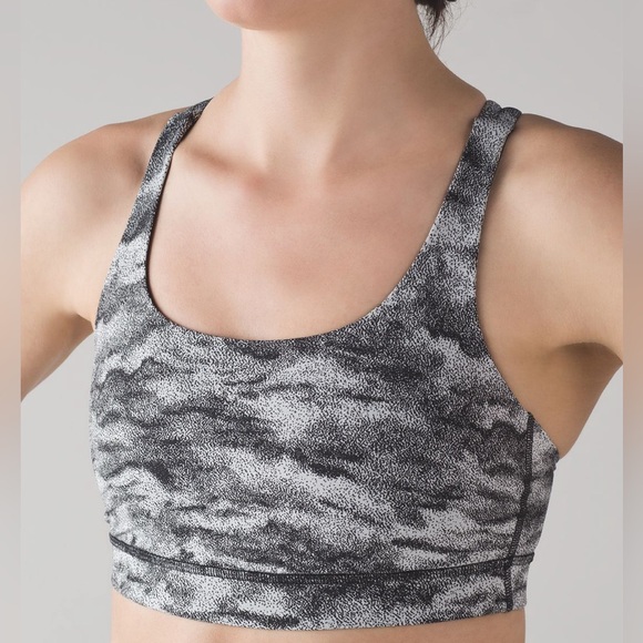 Lululemon Energy Bra Size 10 Power Luxtreme Hazy Days Black White - Picture 1 of 7